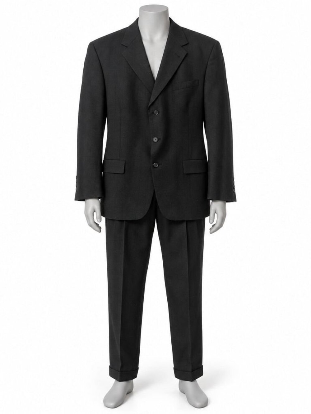 Tommy Hilfiger Men's Very dark charcoal/Black Two-Piece Suit